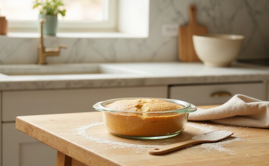 baking cake in glass