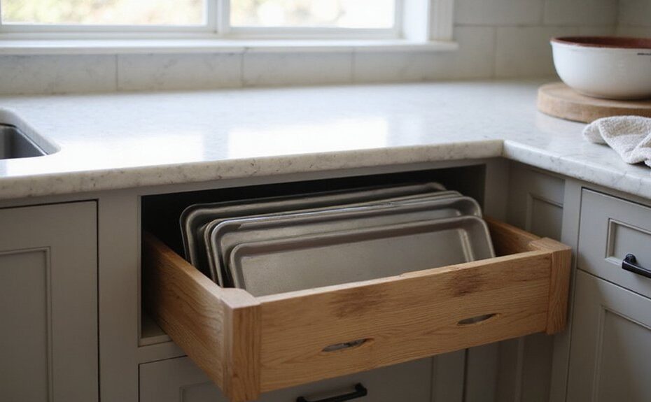 homemade baking sheet storage